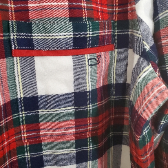 NWT Vineyard Vines Women's Flannel Pajama PJ Top Plaid Preppy Holiday Large - Picture 3 of 11